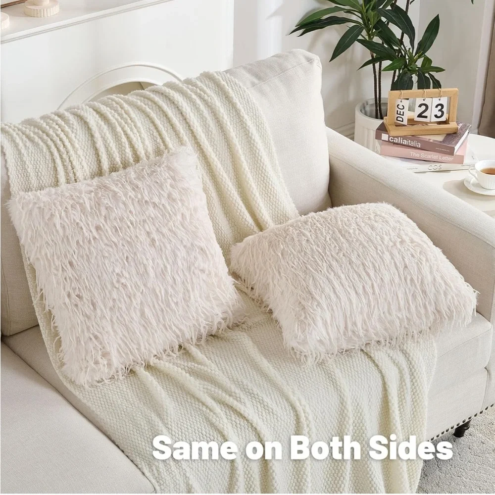 2 NEW Decorative Faux  Feather Pillow Covers 18”